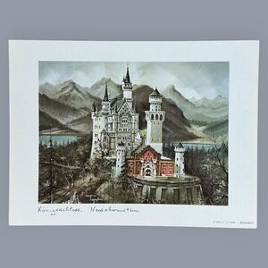 Vintage 1976 Krisarts Maurice Legendre Konigsschloss Neuschwanstein Art Print